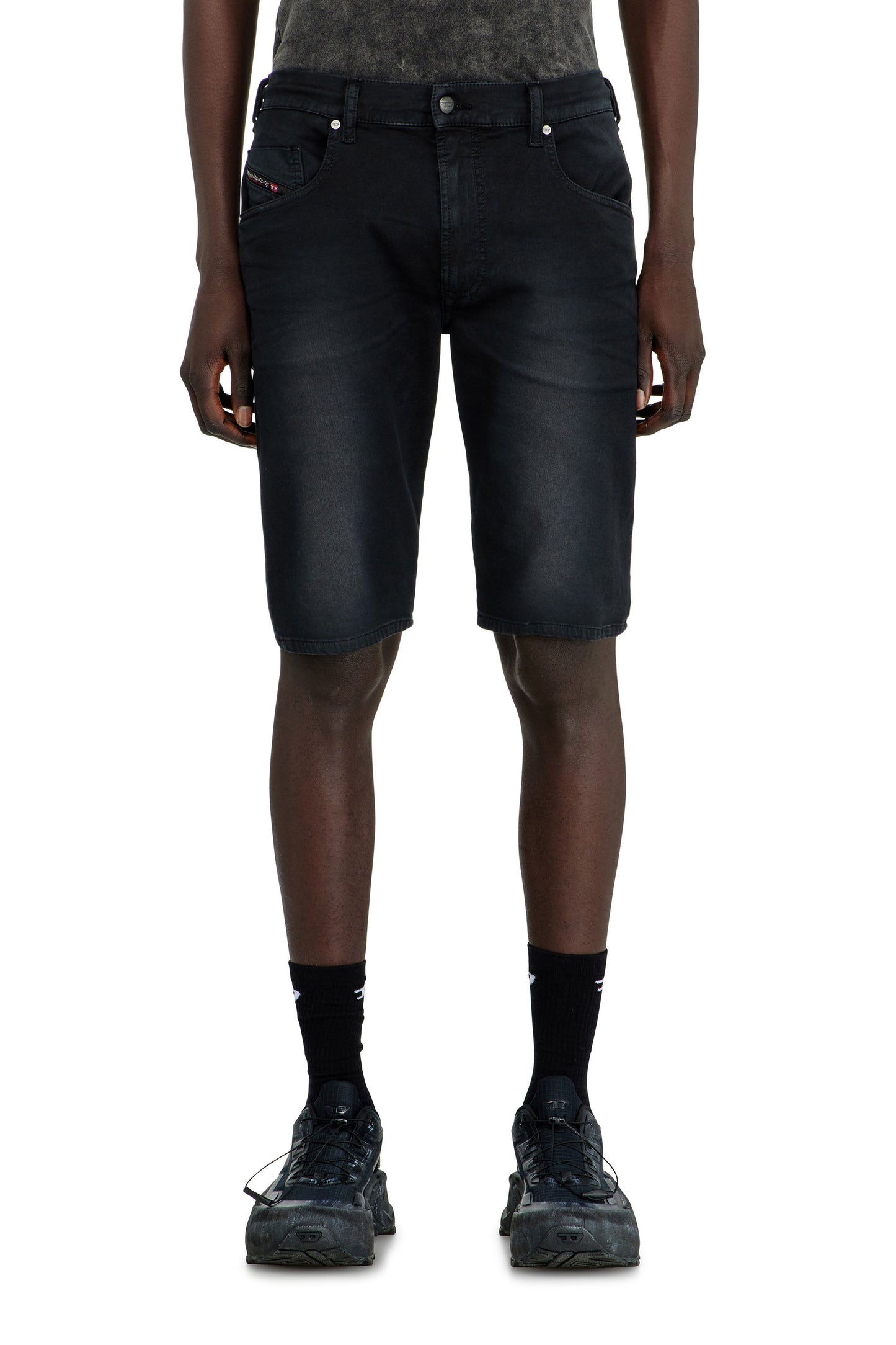Slim shorts in coloured denim