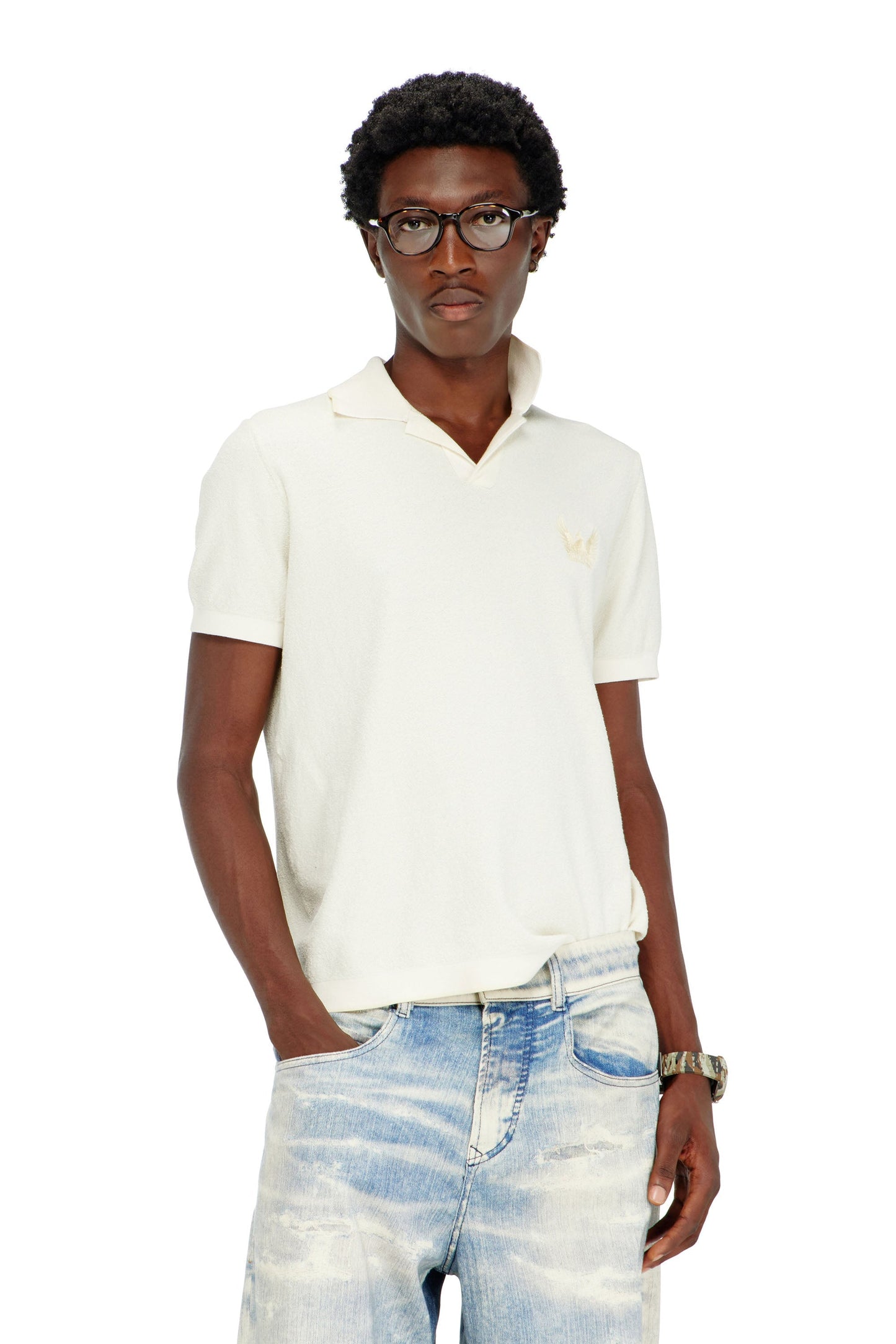 Bouclé-knit polo shirt with Phoenix logo