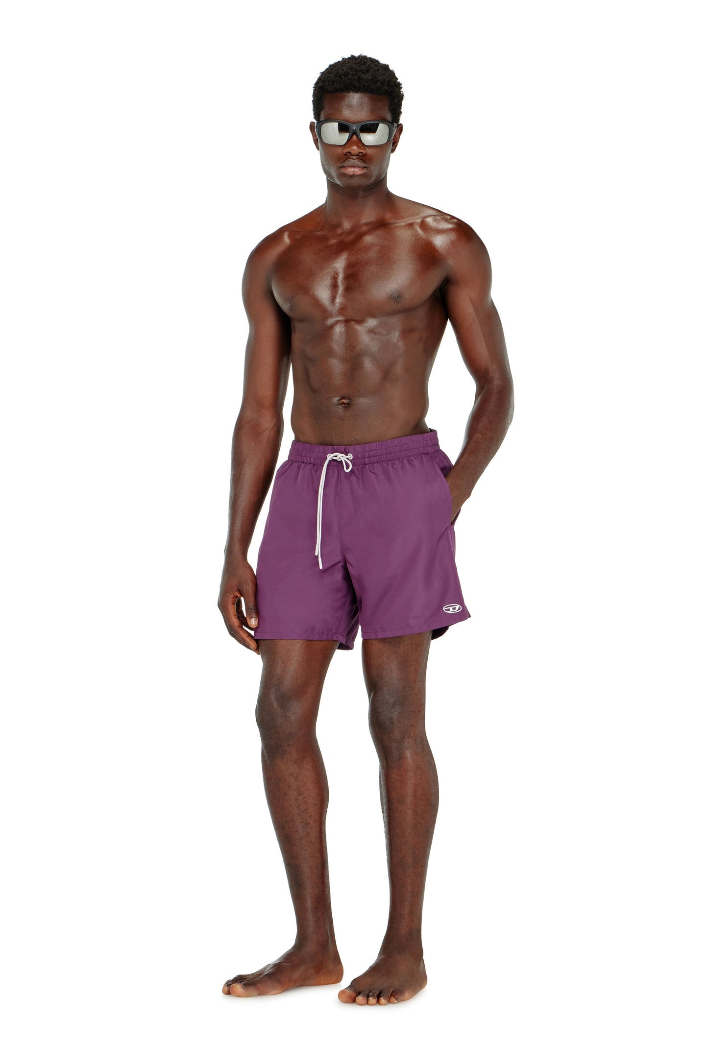 Swim shorts with metallic Oval D logo
