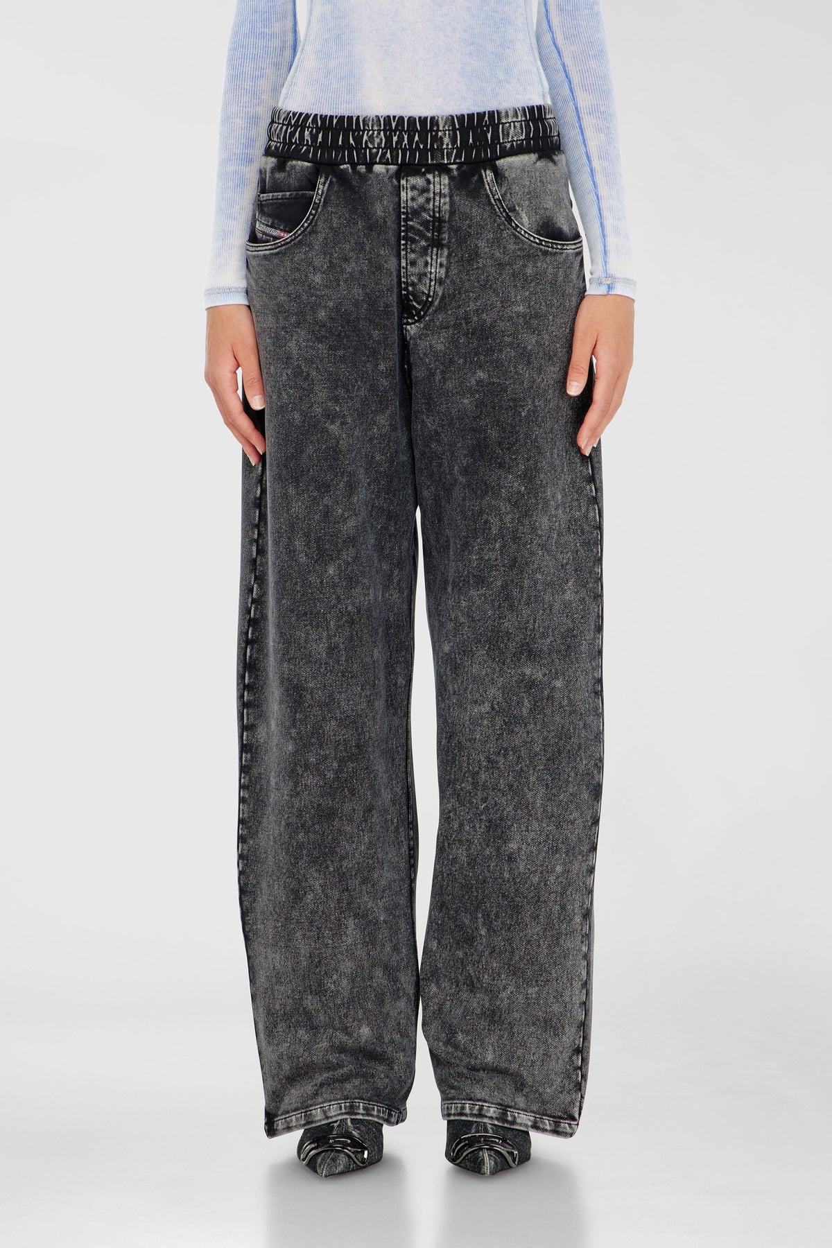 Sweatpants with denim effect