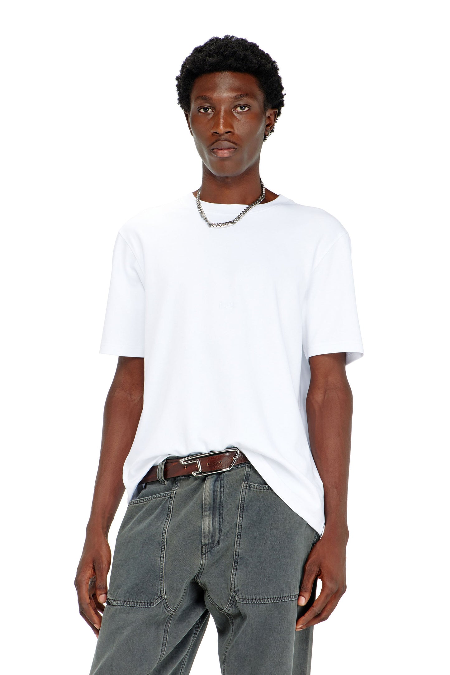 Cotton-interlock T-shirt with logo embroidery