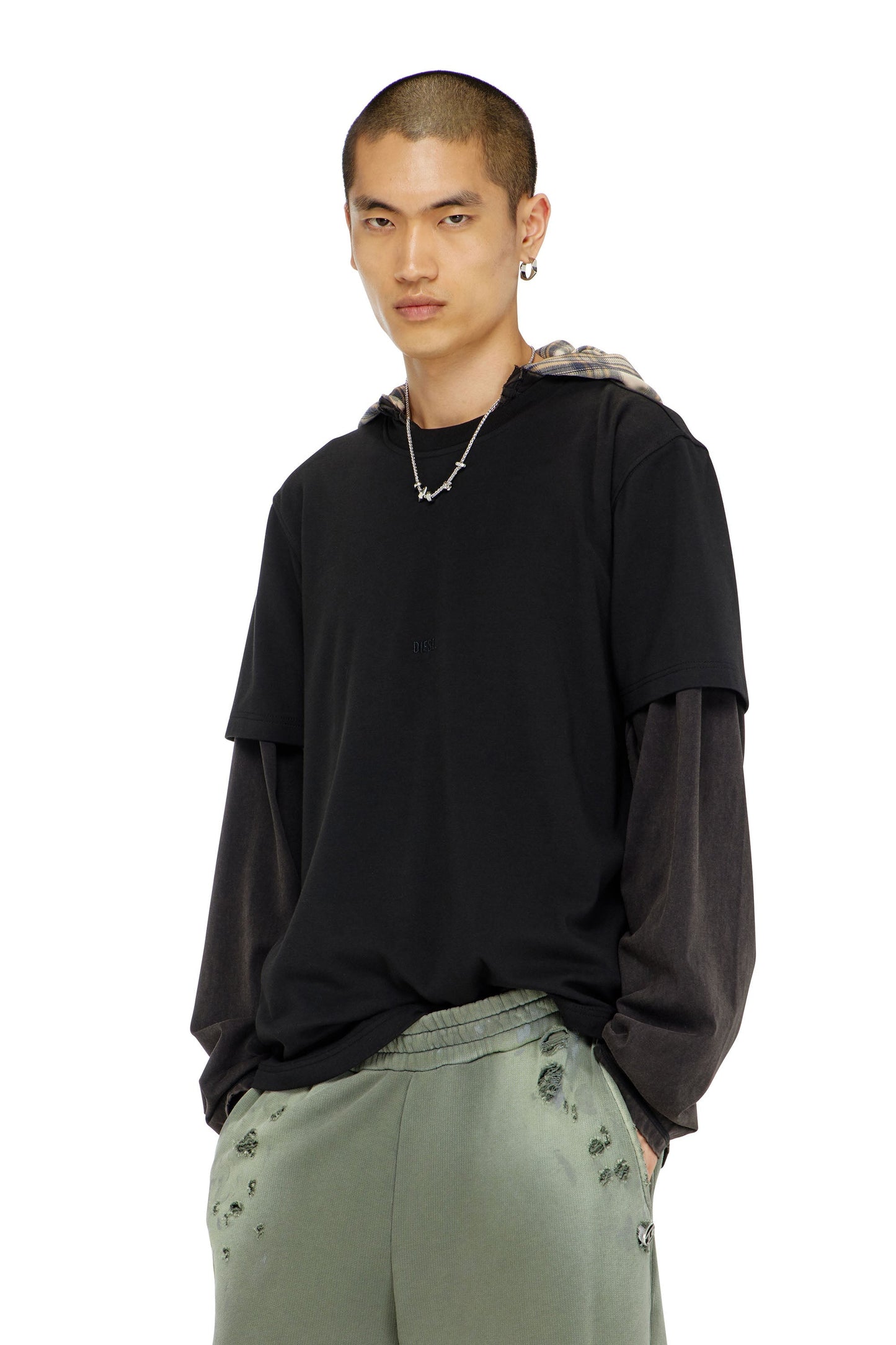 Cotton-interlock T-shirt with logo embroidery