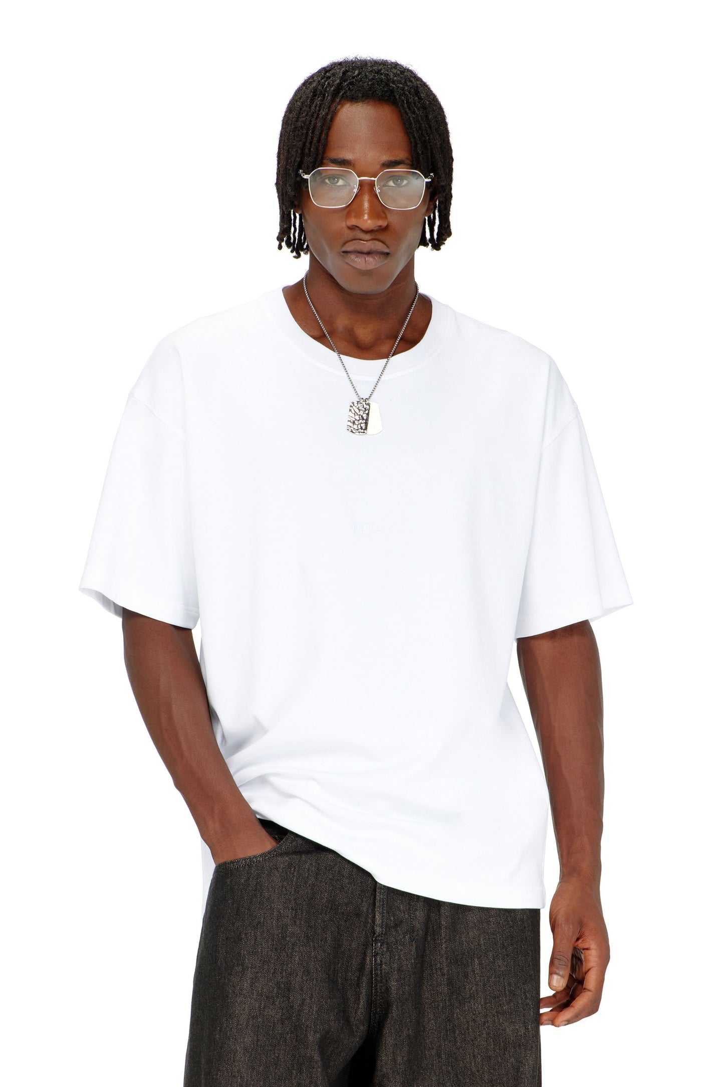 Cotton-interlock T-shirt with logo embroidery