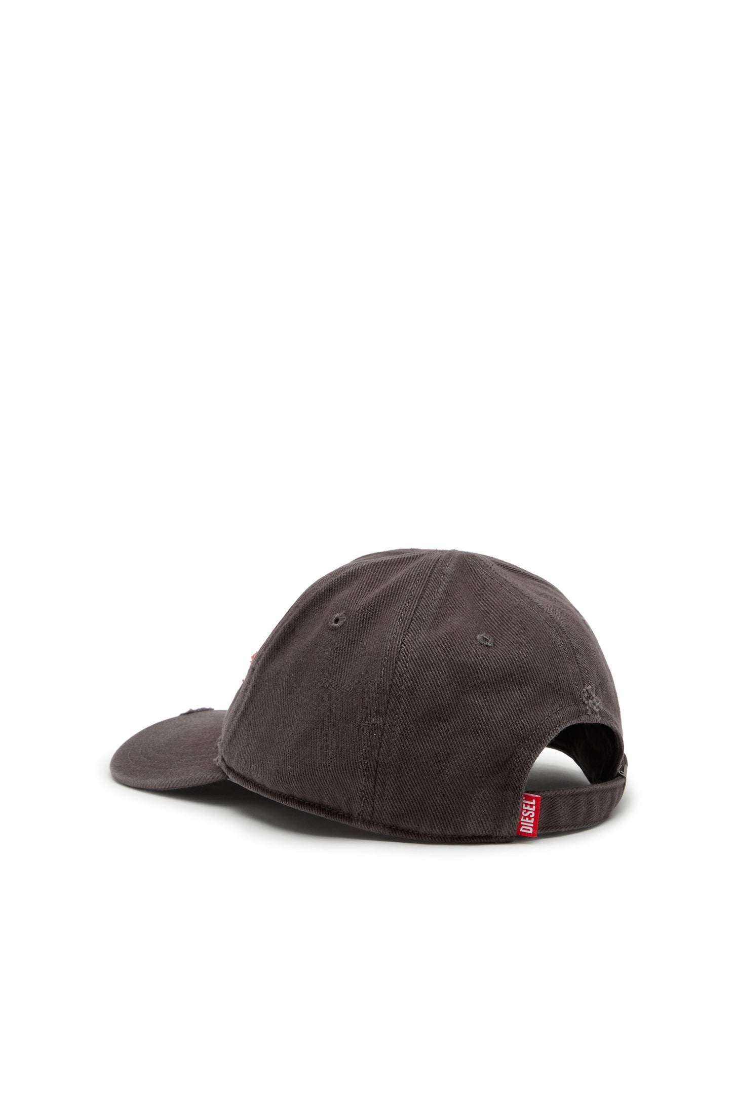 Distressed baseball cap with embroidered patch