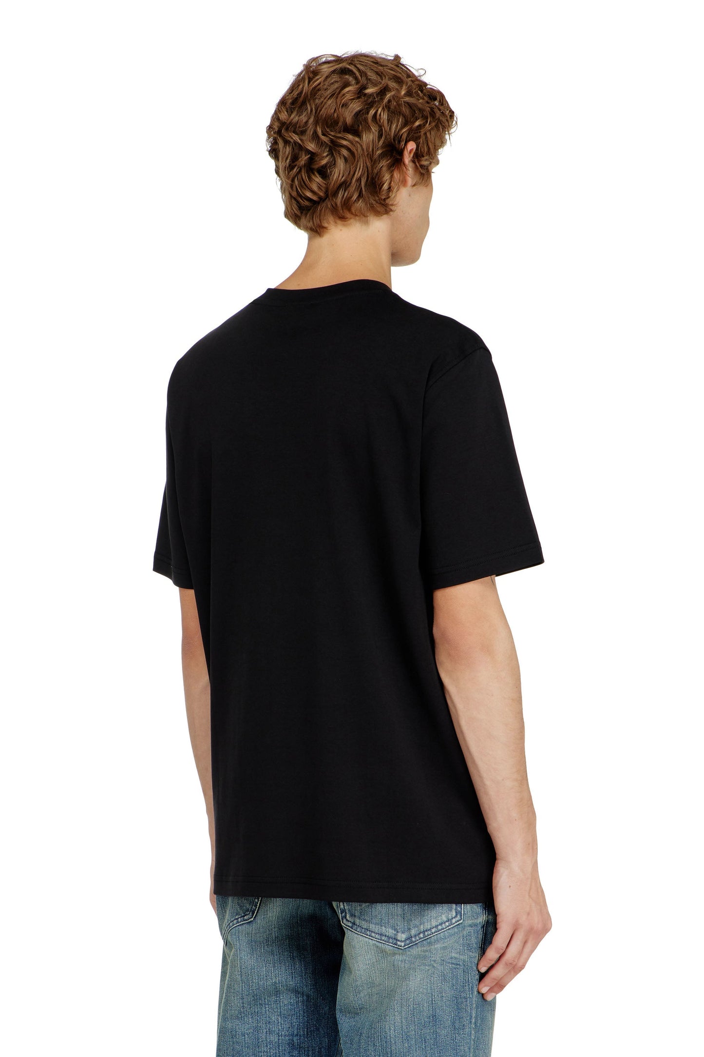 V-neck T-shirt with micro logo embroidery