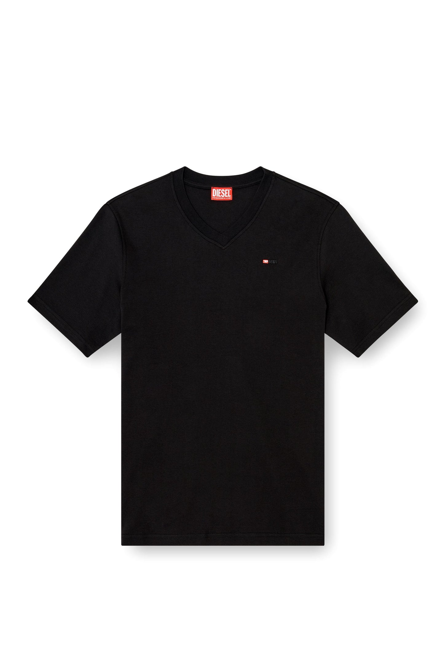 V-neck T-shirt with micro logo embroidery