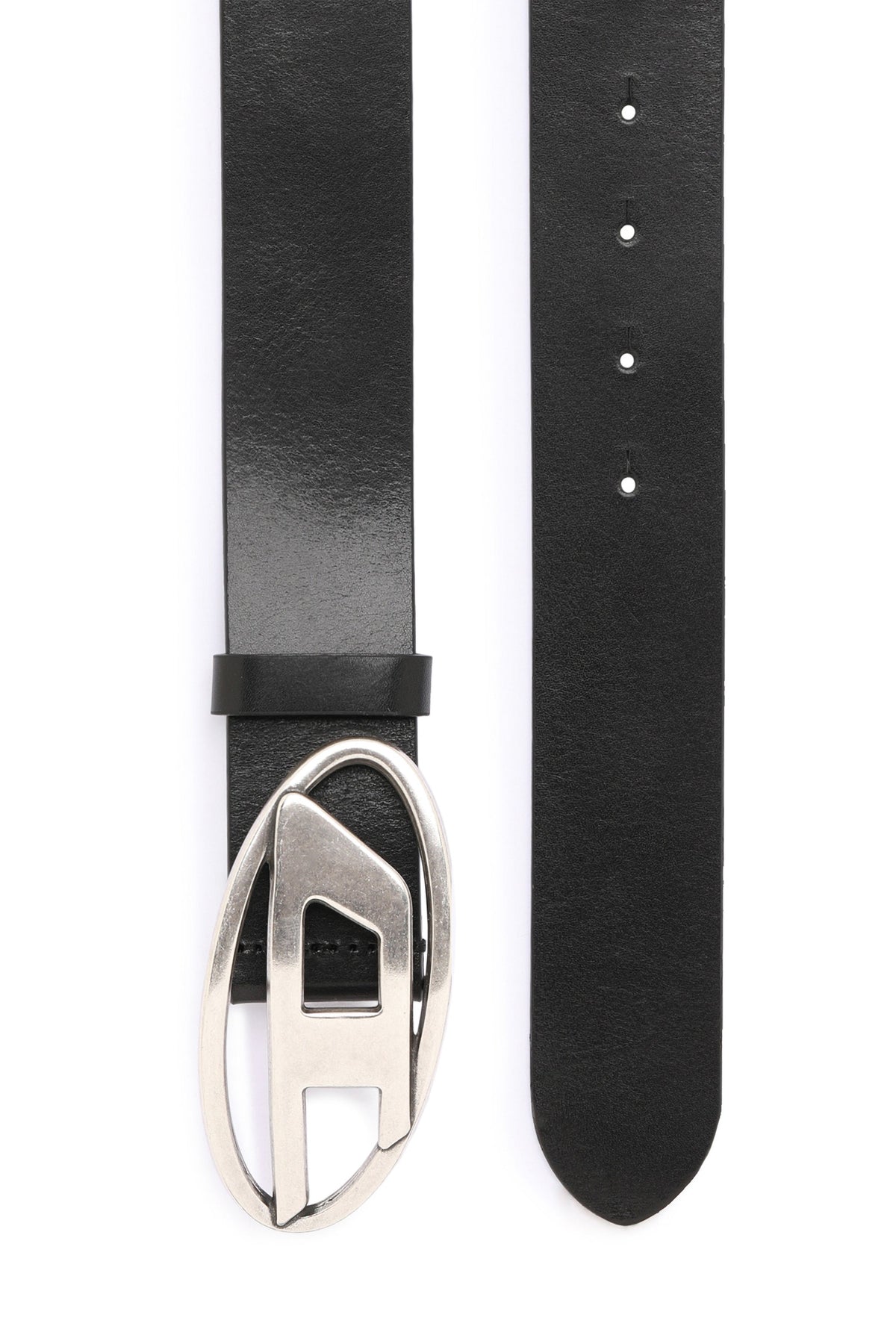 3.9cm leather belt with D buckle