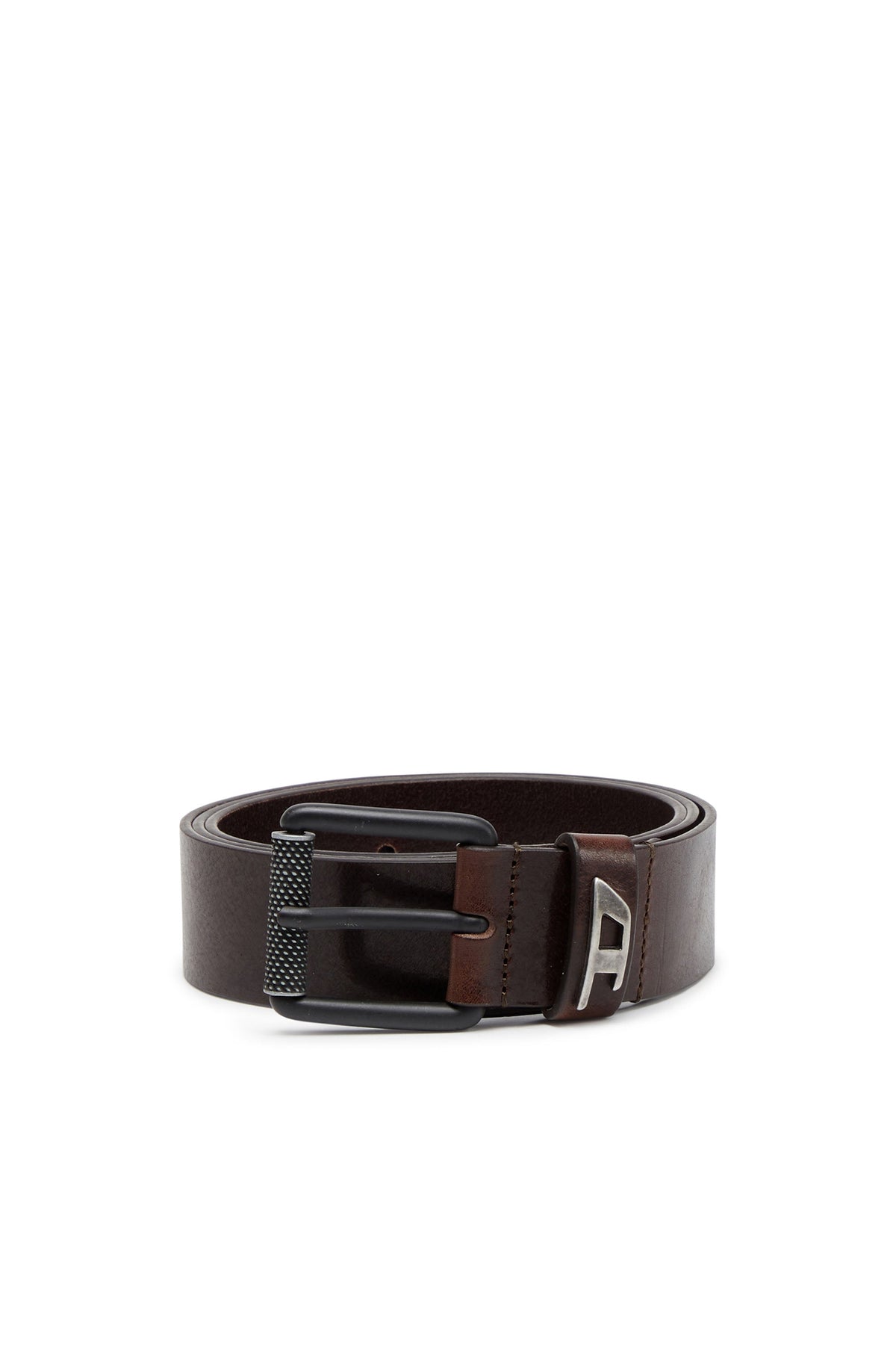 3.5cm shiny leather belt with logo loop