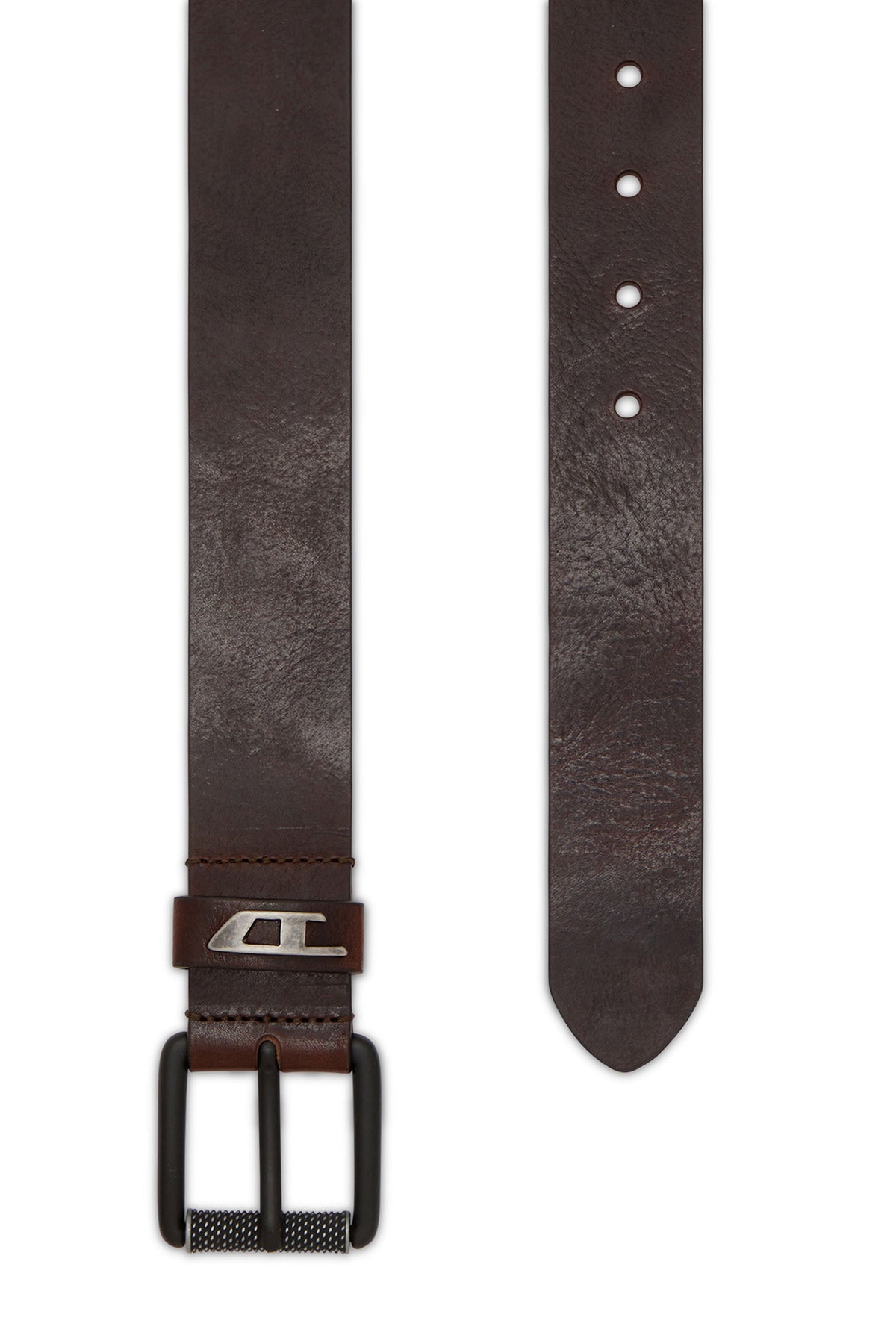 3.5cm shiny leather belt with logo loop