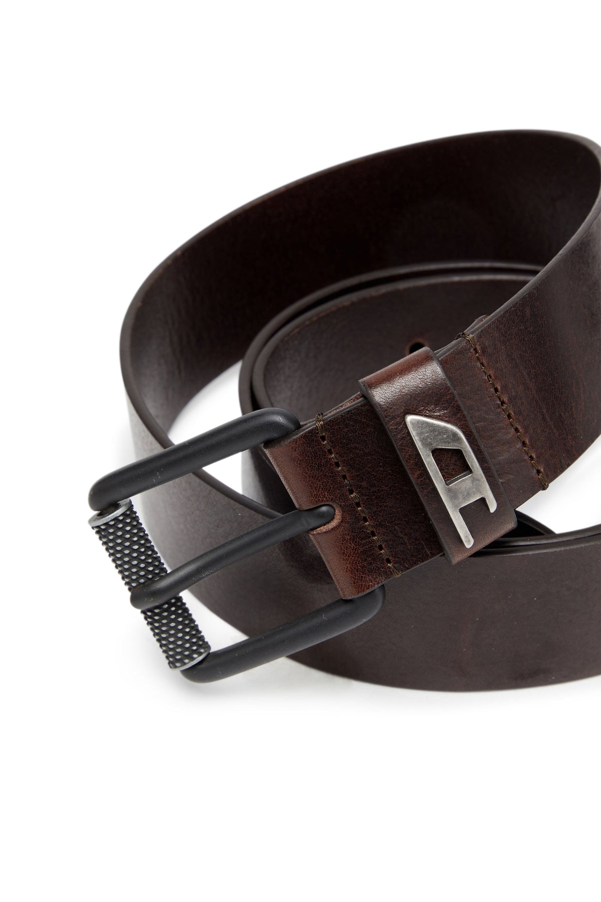3.5cm shiny leather belt with logo loop