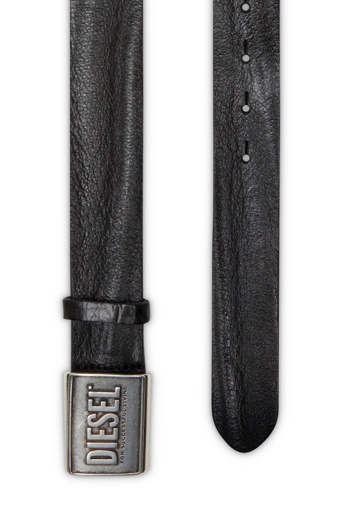 Leather belt 4 cm with logo plaque