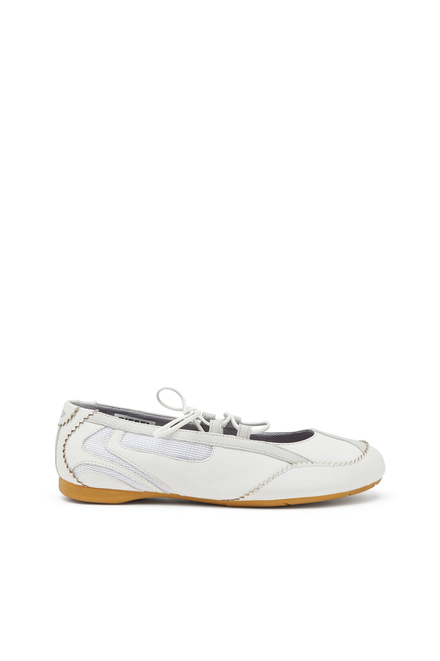D-Mile - Lace-up ballerina flats in leather and mesh
