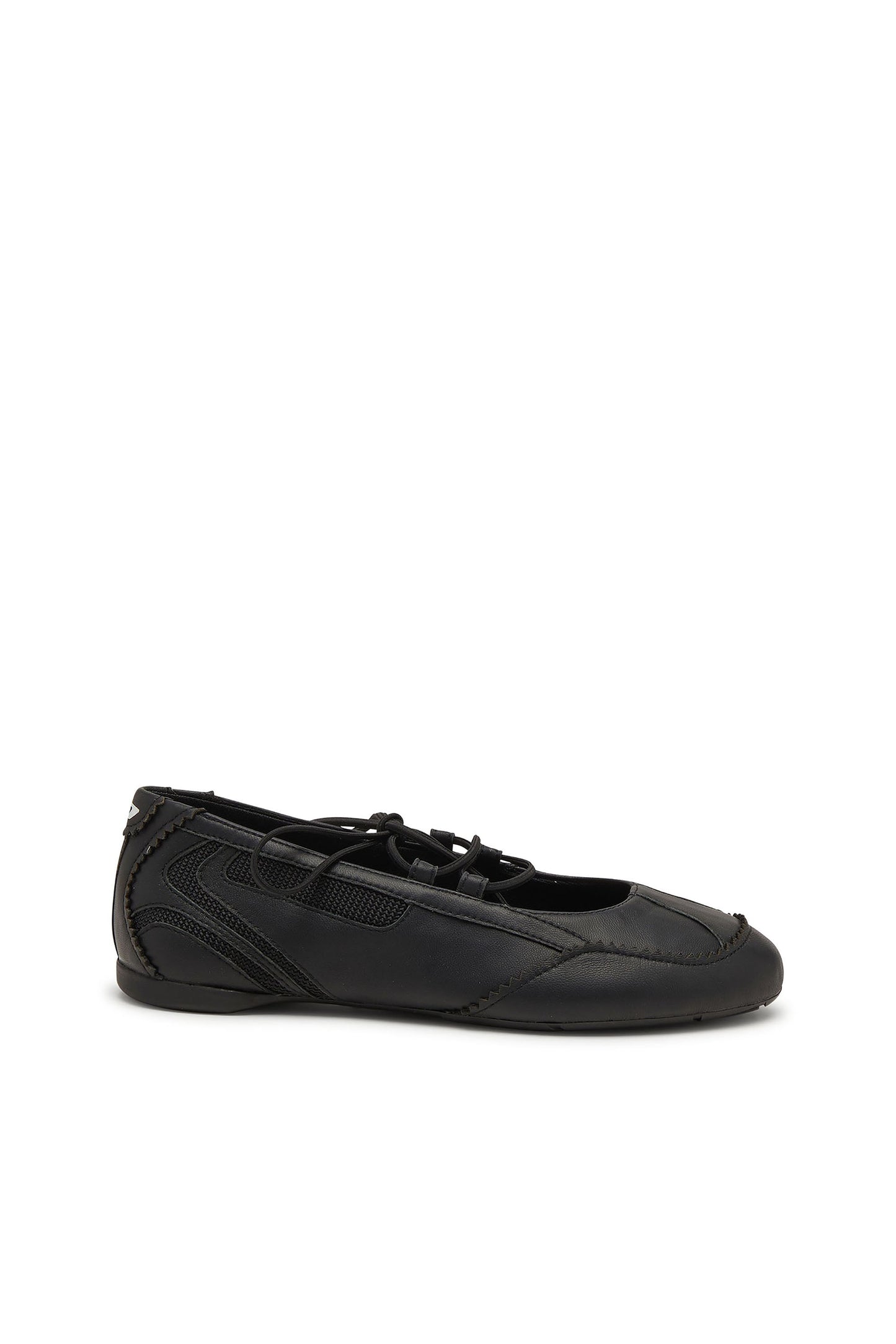 D-Mile - Lace-up ballerina flats in leather and mesh